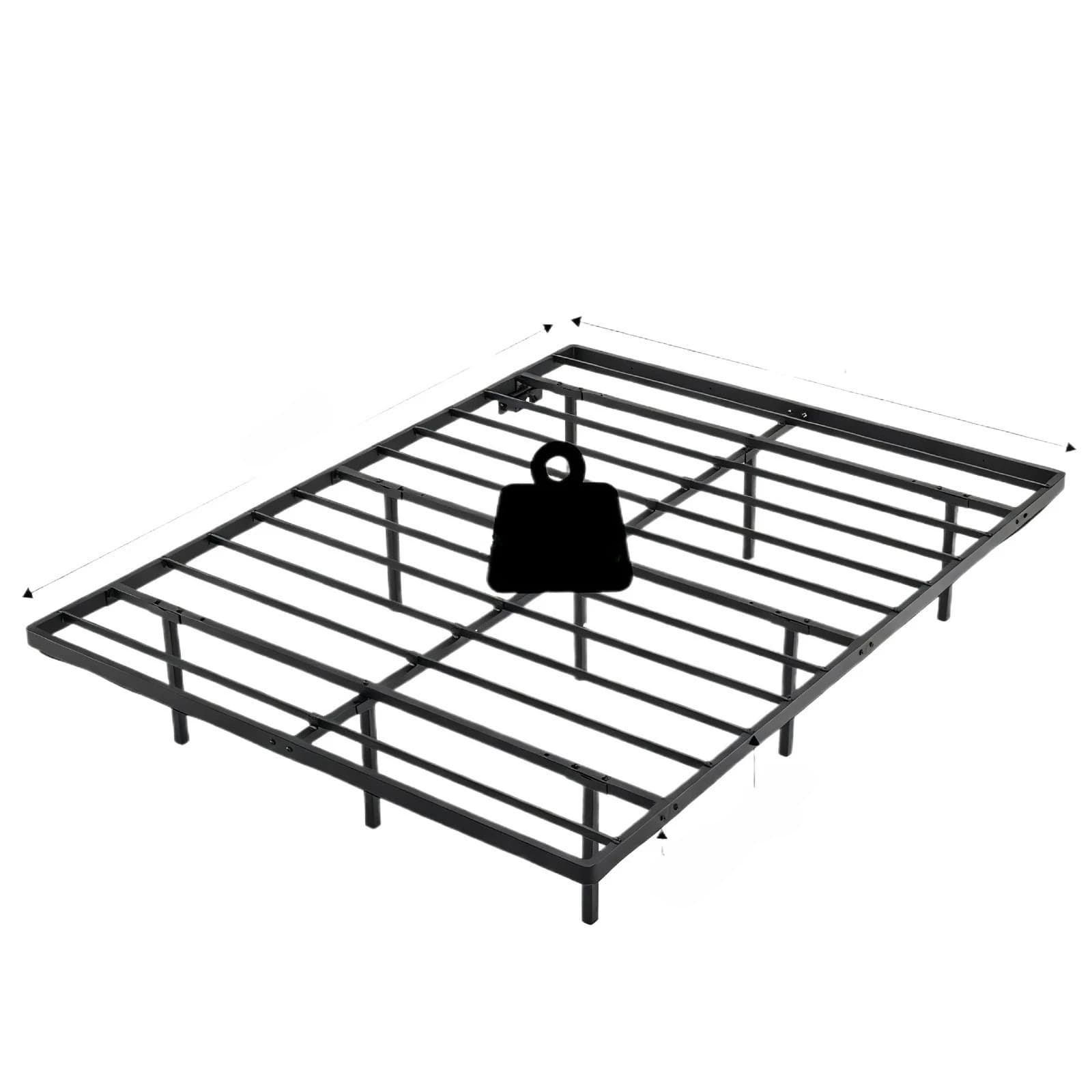 Black Full Size Floating Platform Metal Bed Frame - 14 Inch Height, Built-in LED Strip Light & Power Outlet