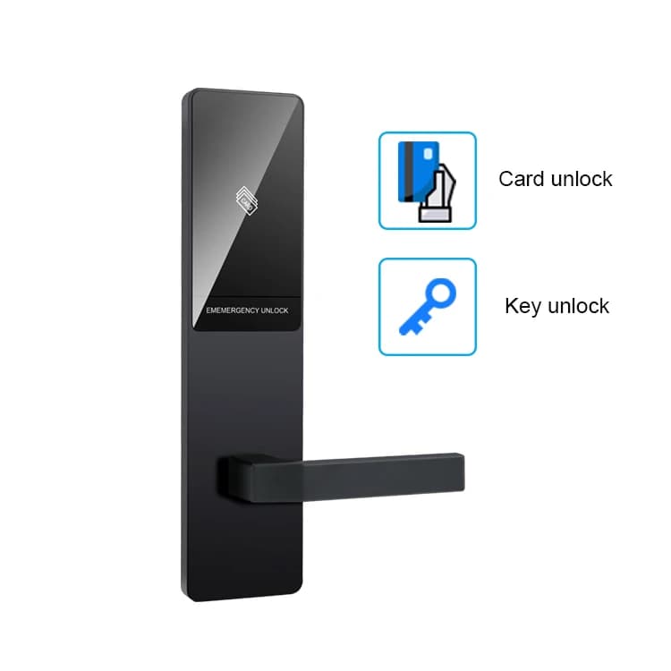 New Elegant RFID Card Smart Door Lock System Hotel Wooden Door Lock with Mechanical Keys