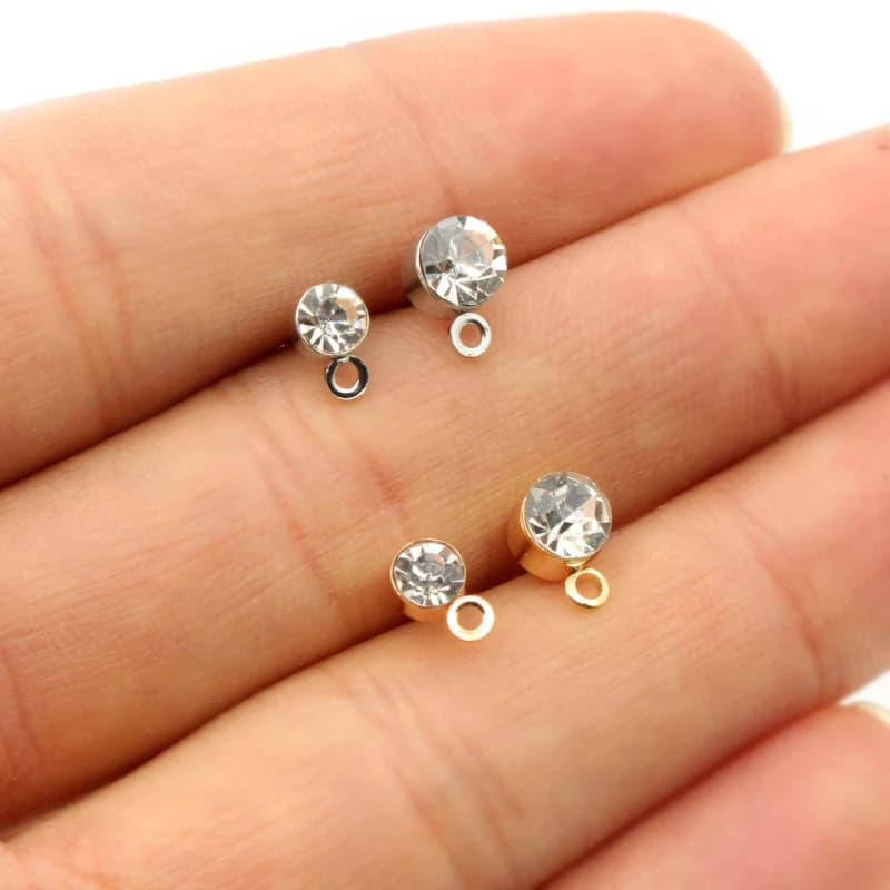 50 pcs Earrings Pins with Zircone 4/5/6mm Strass Earrings Basic Studs Earrings FAI Jewellery