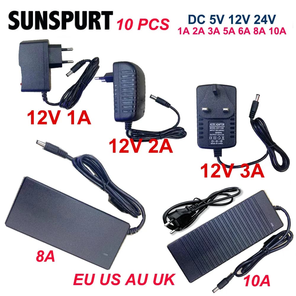 1-10PCS DC5V 12V 24V Trasformatore AC110V 220V Alimentatore Switching 1A 2A 3A 5A 6A 8A 10A Adattatore di Alimentazione Per CCTV LED Strip Joint