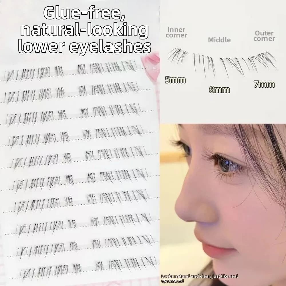 Ciglia finte inferiori autoadesive nere, delicate e facili da indossare, extension ciglia fai da te senza colla, ciglia finte inferiori senza colla.