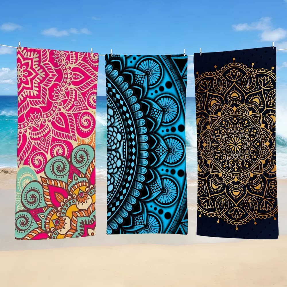 Asciugamano Mandala Tessile Accappatoio Spiaggia Asciugatura rapida Leggero Arte Portatile Campeggio Piscina Stampa Viaggio