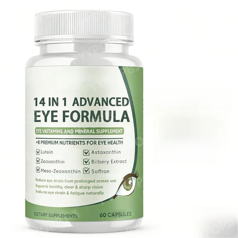 Supplement of vitamins and minerals for eyes 14 in 1 with advanced formula, lutein, zeaxanthin, zinc and blueberry extract for daily health support
