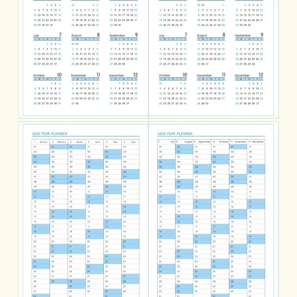 Agenda 2026 in Inglese, Blocco Note Resistente all'Usura, 12 Mesi, Formato A5, Quaderno per Pianificazione, Carta Spessa, Diario Semplice, Blocco per Scrittura