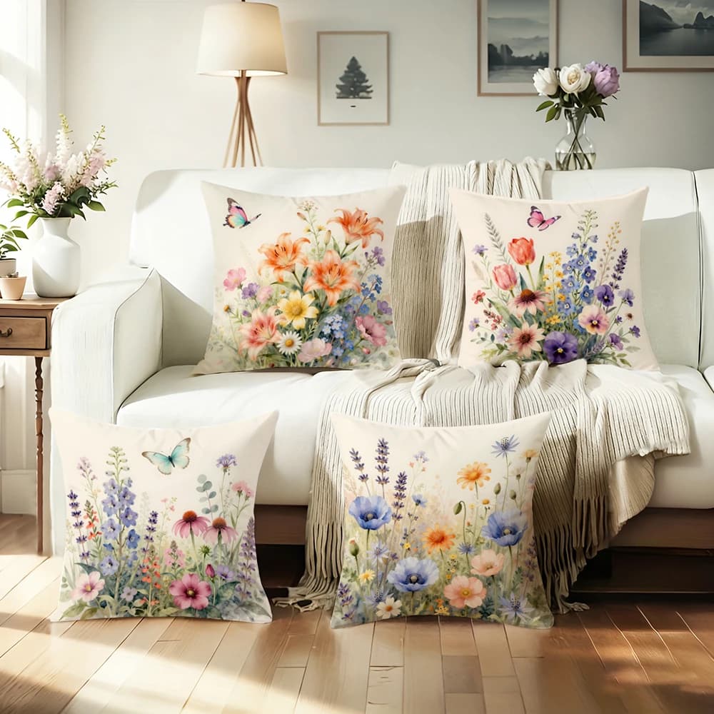 1/4 pezzi federe stampate floreali con motivi a farfalla fodera per cuscino del divano decorazione della camera da letto di casa