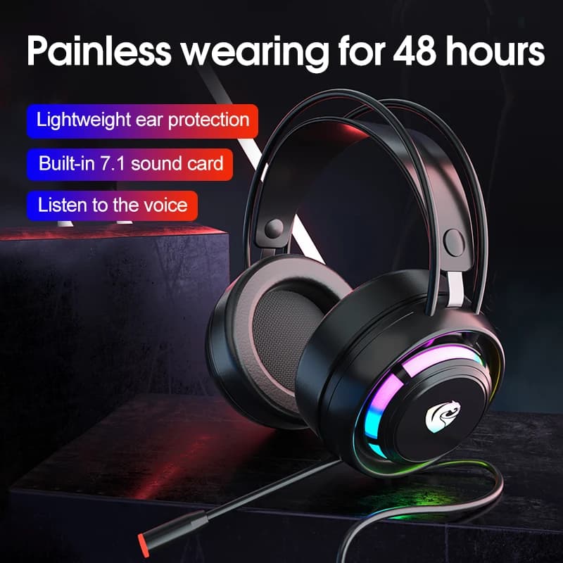 Cuffie Over-ear PSH-300, Headset da Gaming con Audio Surround 7.1, Compatibili con Desktop e Laptop, Illuminazione RGB