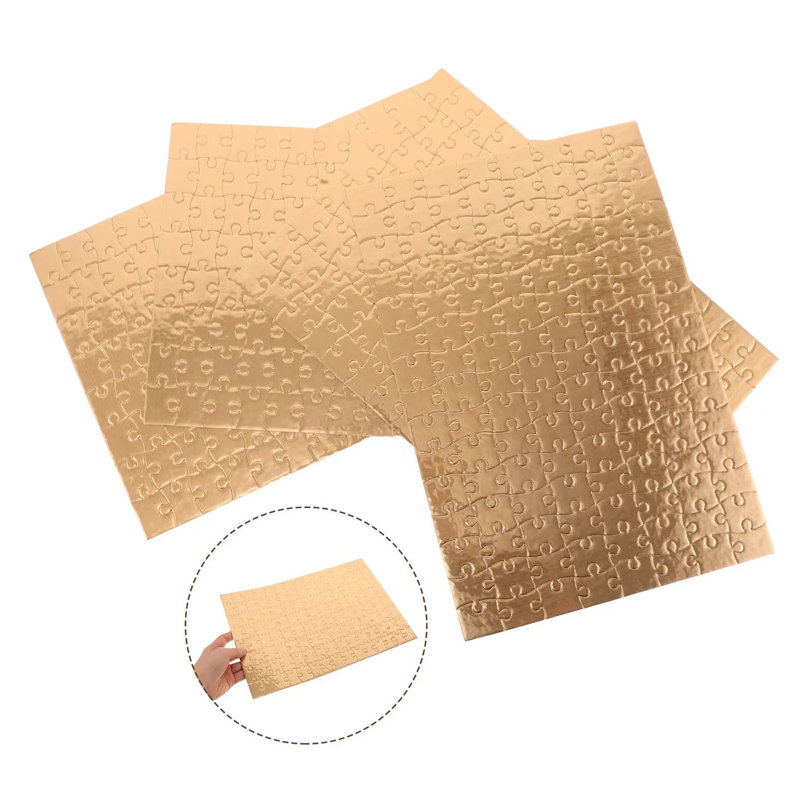 4 Set di Puzzle Vuoti per Sublimazione con Bordo Dorato per Progetti Creativi Fai-da-Te dei Bambini, per Migliorare la Creatività e il Divertimento in Famiglia