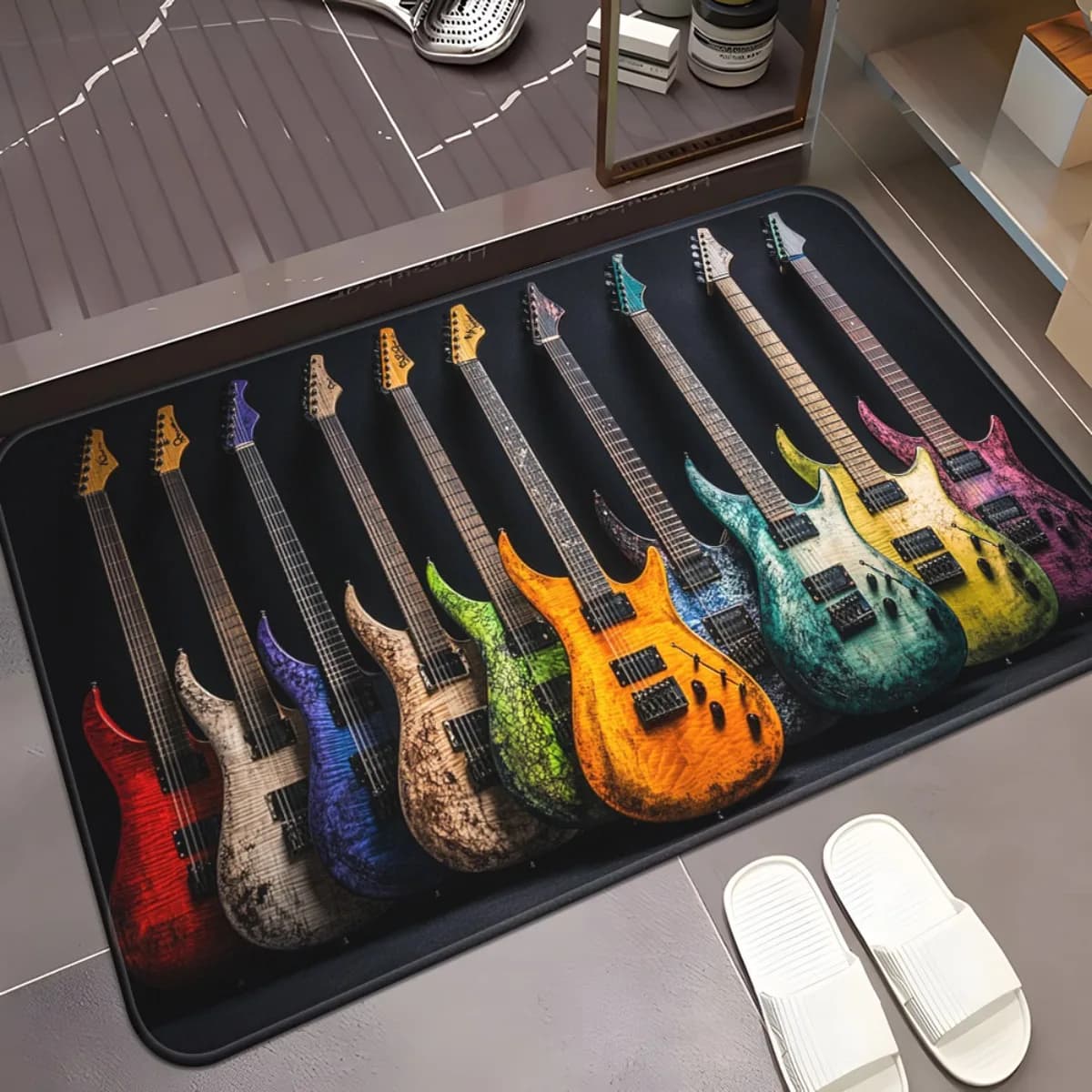 1pc colorato collezione di chitarre elettriche zerbino a tema musicale tappetino antiscivolo per musicisti home studio decor rock band idea regalo