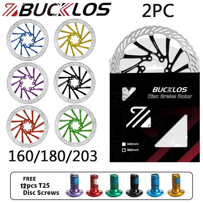 2PC BUCKLOS Rotore A Disco 160mm 180MM 203mm Freni Idraulici Della Bicicletta Rotore Dissificare Il Calore Freno A Disco Rotore 12PCS Freni Bulloni