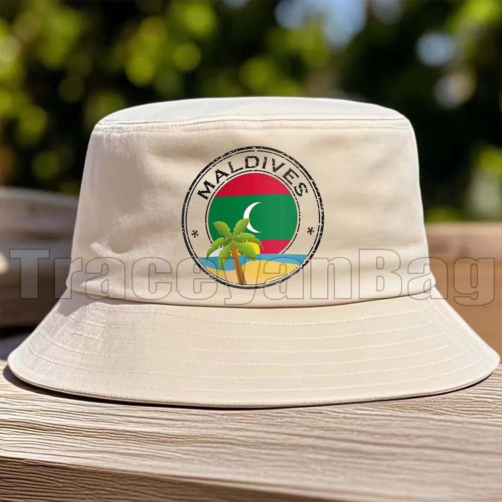 Maldives Island Maldivian Flag Retro Summer Beach Holiday Gifts Fishing Hat Women's Hat for Outdoor Solar Protection Men's Casual Fishing Hat