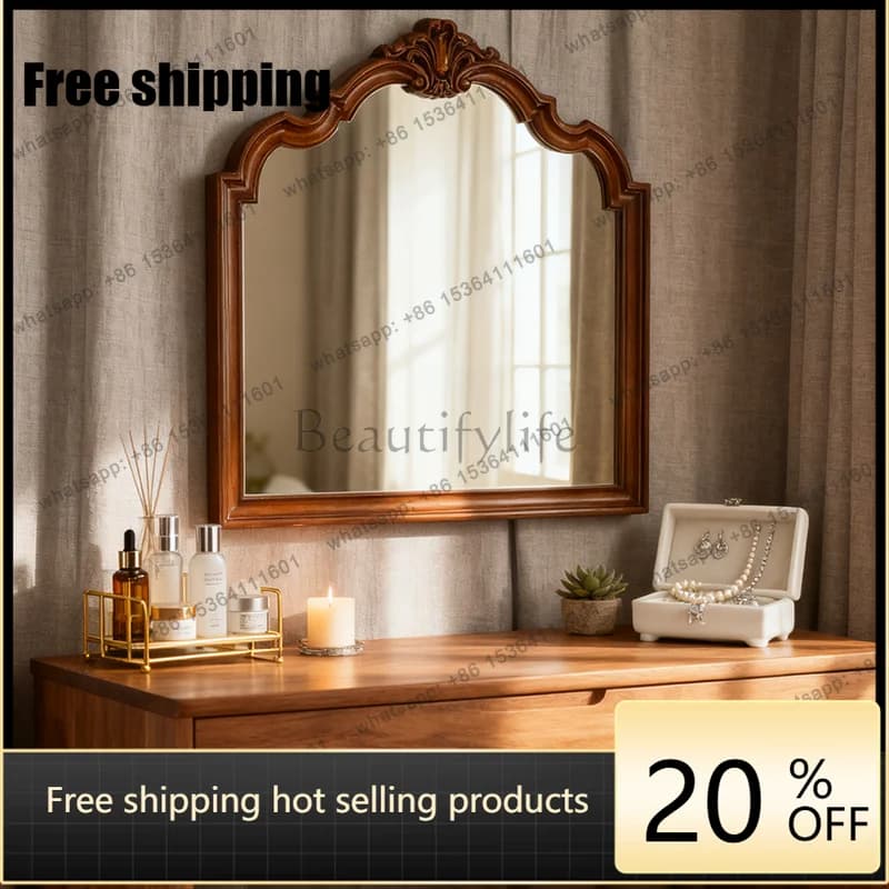 Medieval bathroom bathroom mirror American retro decorative wall-mounted French mirror