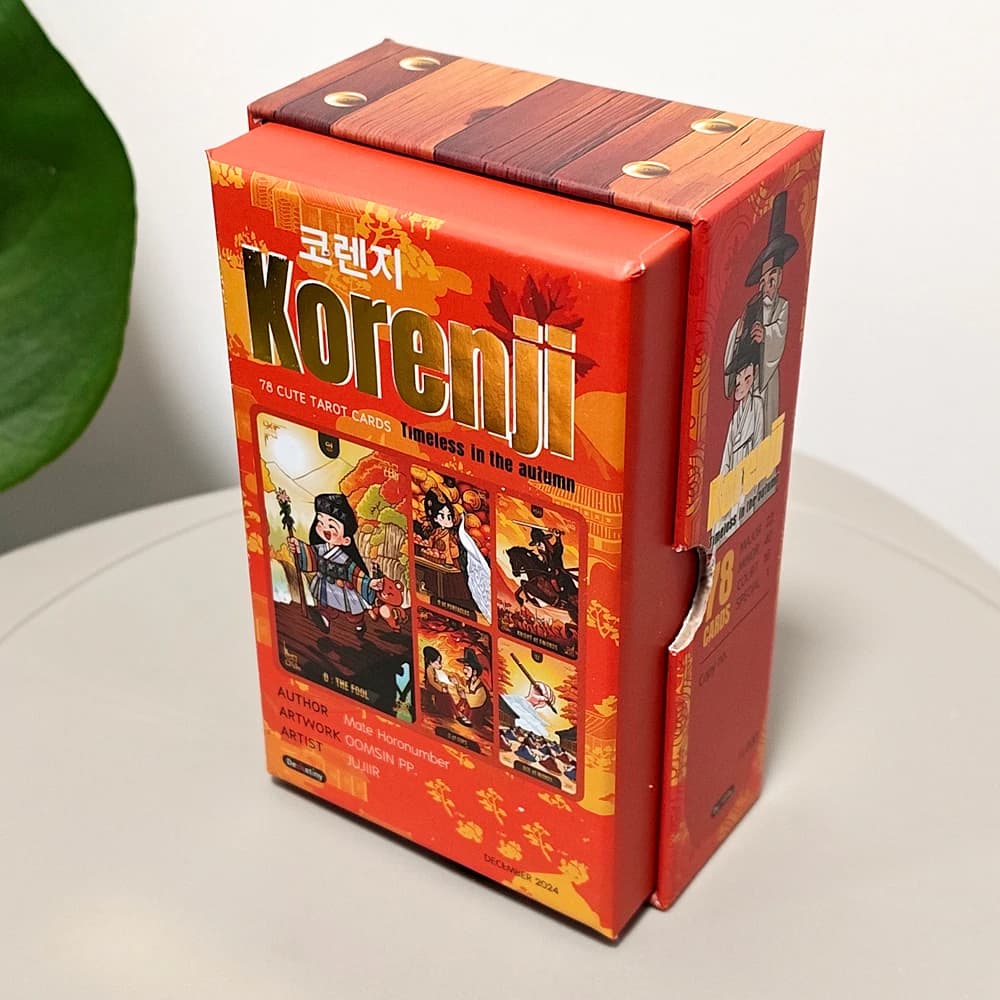 Korenji Tarot 78 Carte Carine in Stile Hanbok Coreano 12*7cm Senza Tempo nel Tempo, Mazzo di Tarot Chibi Autunnale per Collezionisti in Scatola Rigida