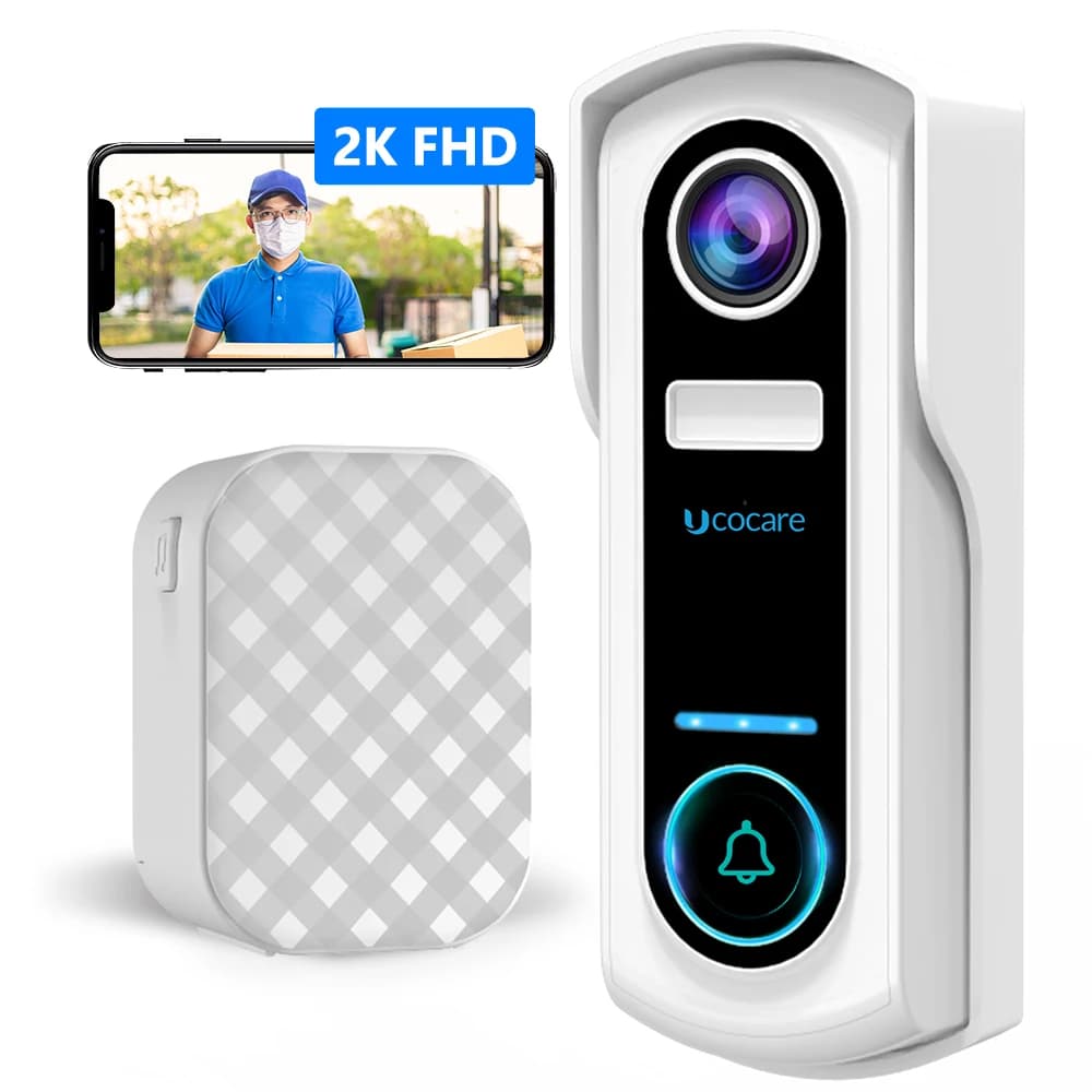 UCOCARE P3 2K WiFi Video Doorbell Wireless Smart Outdoor Home Video Intercom Human Detection Door Bell With Chime Support Alexa