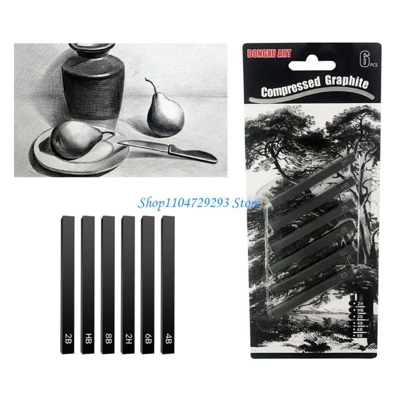 6 Pieces Pencils Sticks Compressed Charcoal Sketch Pencils Set for DIY Drawing