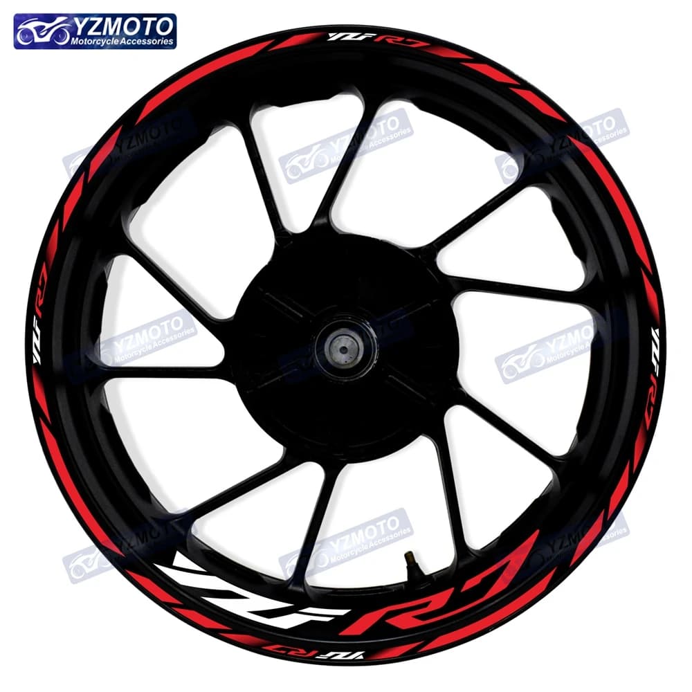 Per Yamaha YZF R7 Moto RACING Mozzo ruota anteriore e posteriore Adesivo da 17 pollici Adesivi riflettenti impermeabili per decalcomanie per cerchioni Decorare