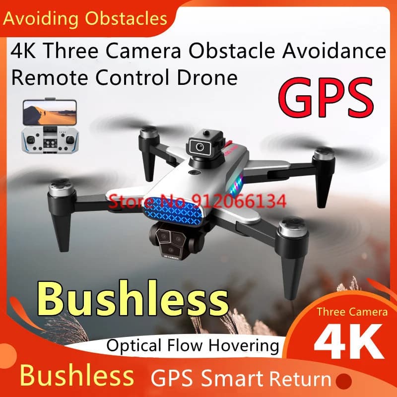 4K Electric Drone with 3 Cameras, Avoidance Obstacles, Remote Control, GPS 1.2KM, 360° RC FPV Quadricotter Drone WIFI Brushless Surround Fly