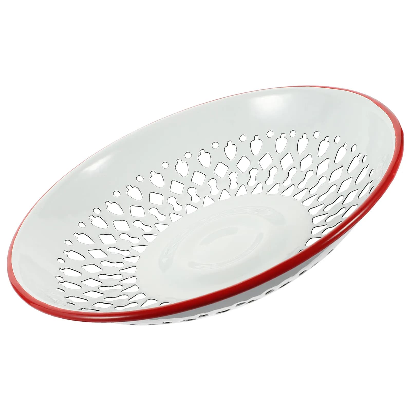 1Pcs Enamel Fruit Drain Basin Heavy Duty Hollow Strainer Basket for Washing Draining Storing Fruits Veggies Nuts Dried Foods