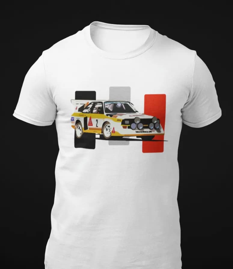 T-shirt unisex a maniche corte per auto da corsa Sport quattro S1 E2