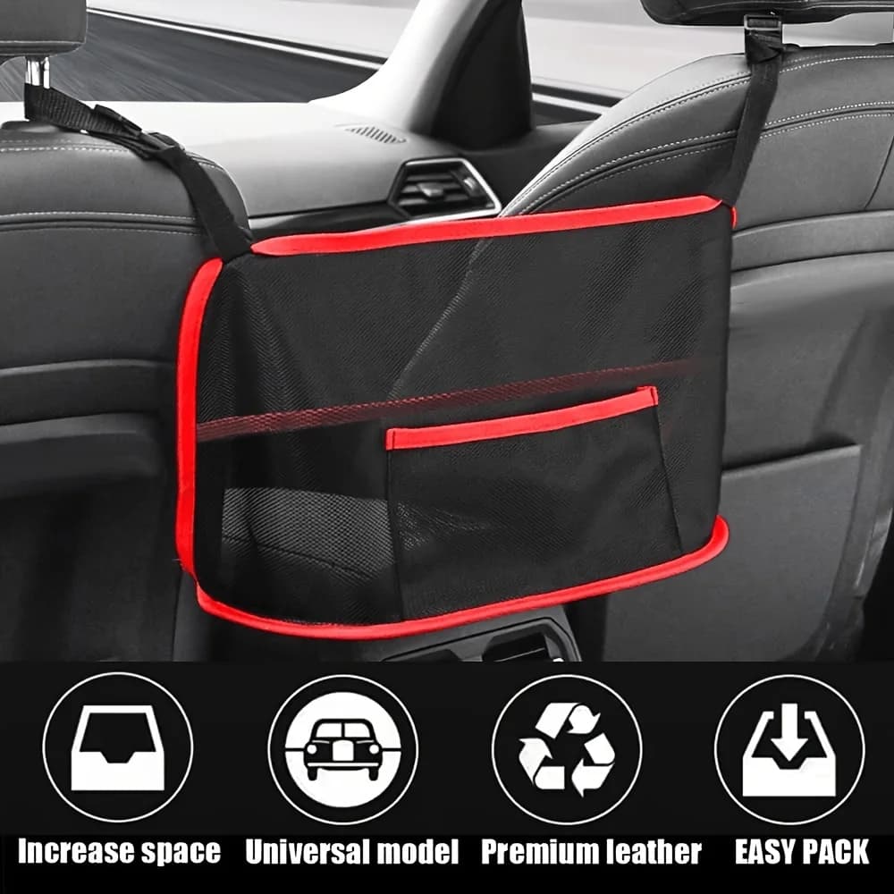 1 portaoggetti in rete per auto, porta borsa in rete per auto, porta portafoglio in rete per auto