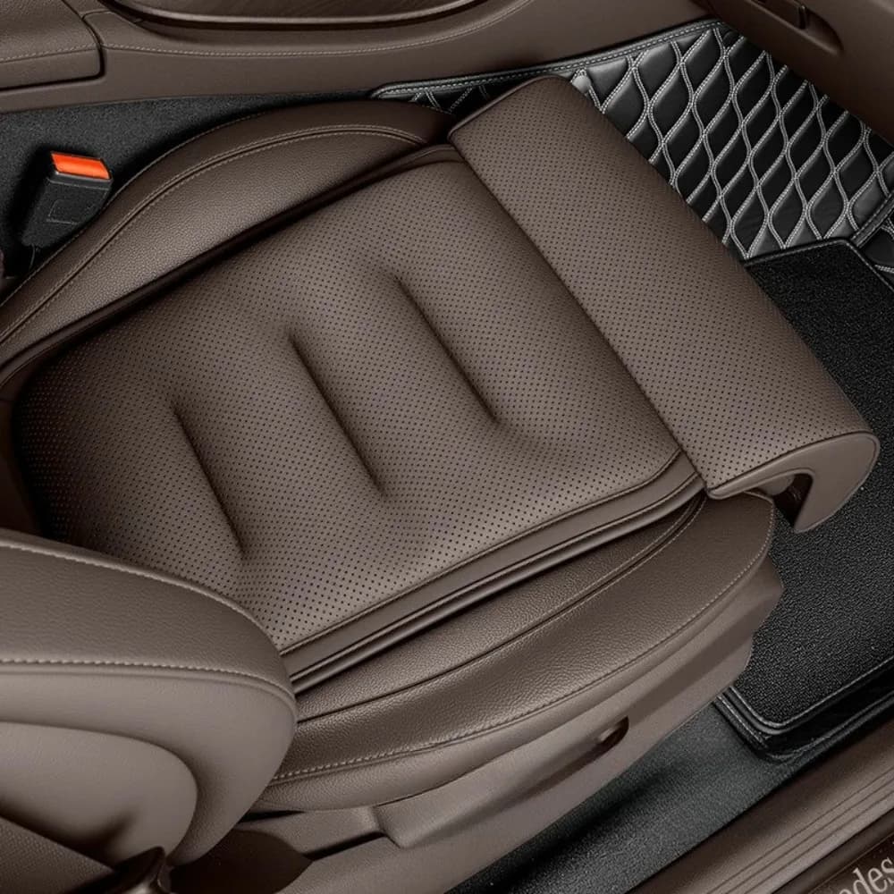 Fodera universale in pelle scamosciata Supporto per gambe in memory foam Imbottitura spessa Cuscino per seggiolino auto antiscivolo Prolunga per sedile regolabile