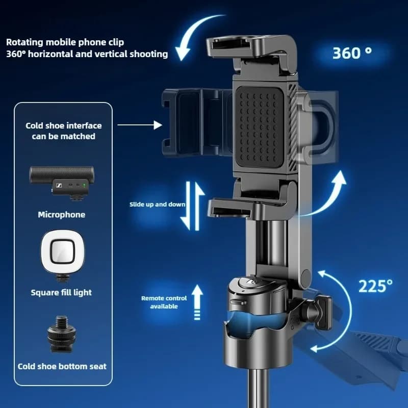 P15 Asta Selfie Mini Estensibile con Treppiede e Telecomando per Riprese Video e Vlogging
