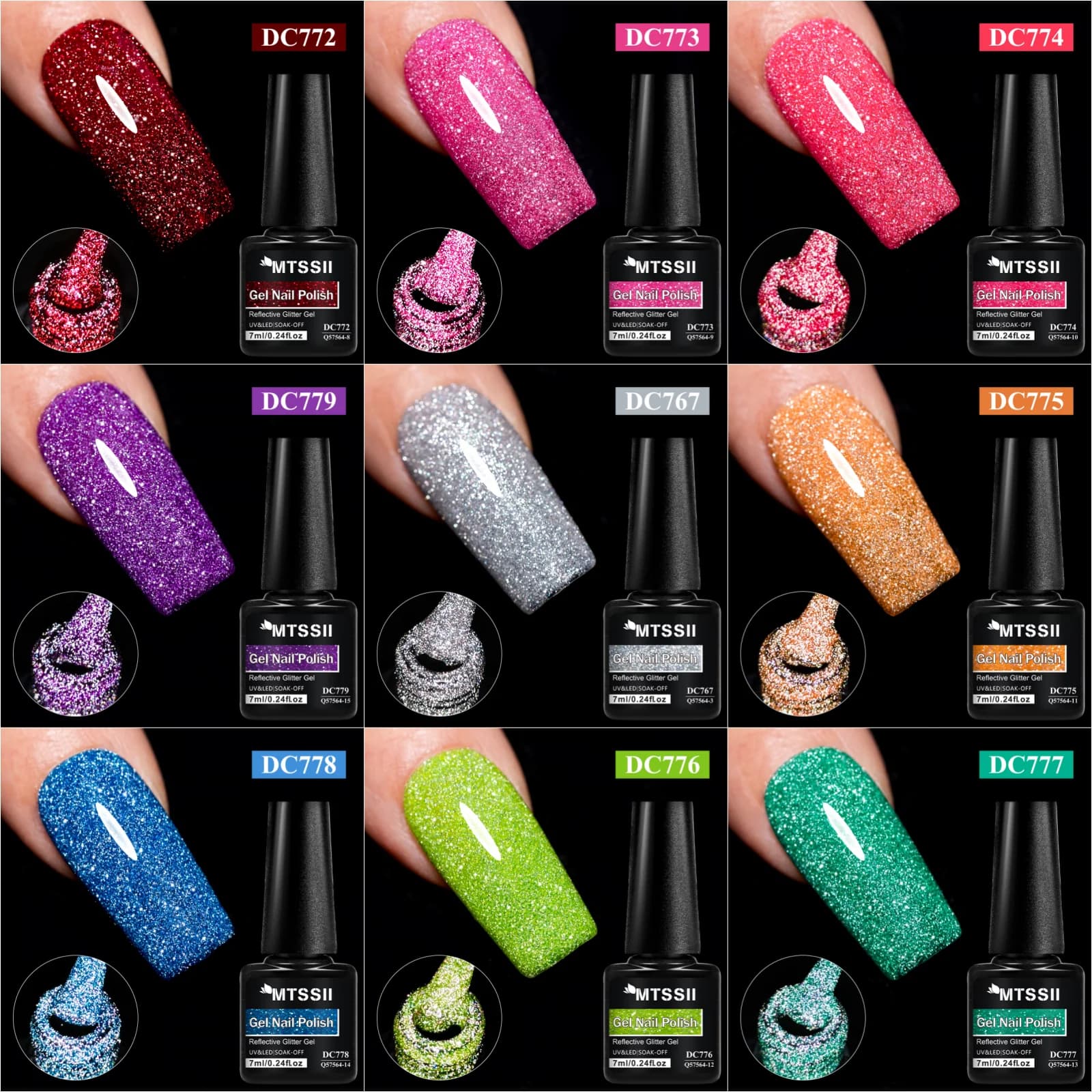 7ml Smalto per unghie gel riflettente glitterato Rosso Rosa Nastro Effetto lucido Semi permanente UV LED Gel Vernis Manicure Forniture per unghie fai da te