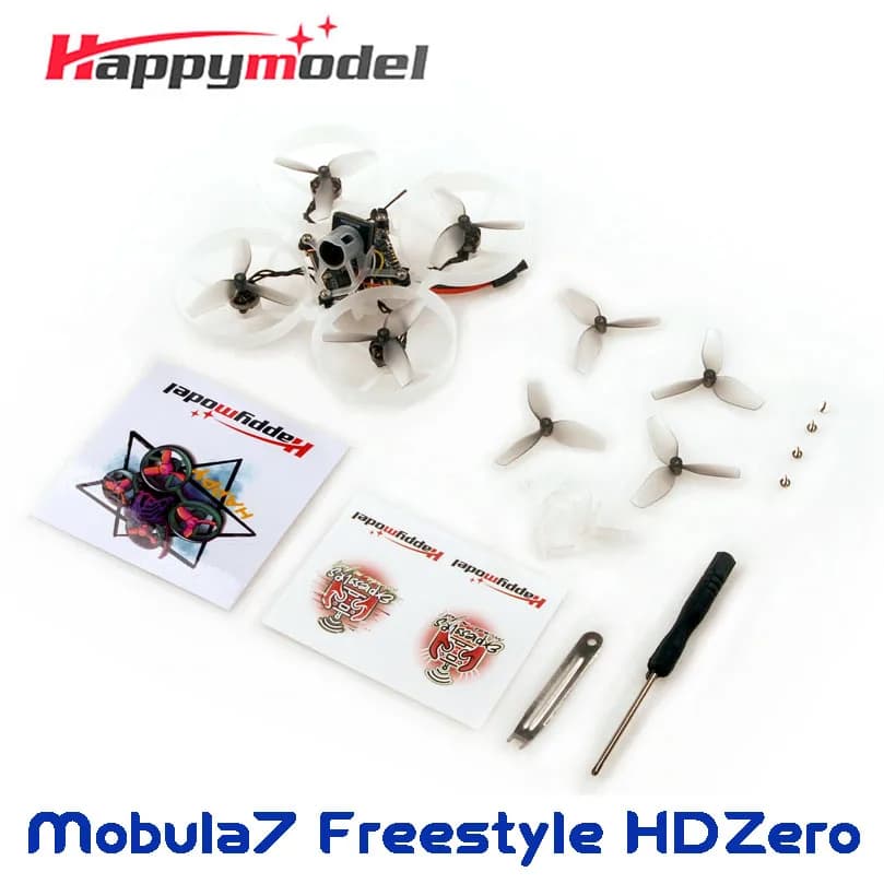 Happymodel Mobula7 HD Freestyle BNF HDZERO ELRS 5in1 AIO Flight Controller RS0802 Motor 1S 75mm FPV Micro Whoop Drone For RC
