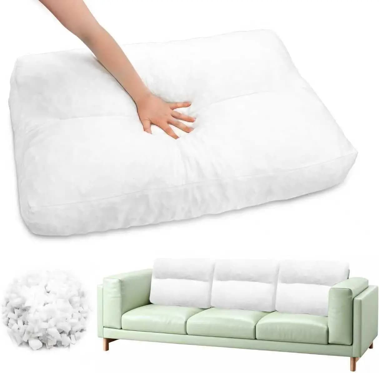Set di 3 Cuscini in Memory Foam Soffice con Design Trapuntato, 28x18x5 Pollici, Supporto Lombare per Divano, Letto e Pavimento