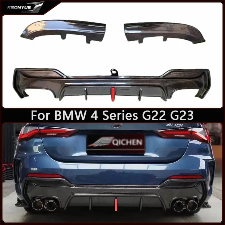 For BMW 4 Series G22 G23 420 425i Carbon Fiber Back lip Car Rear Bumper Diffuser Splitters Spoiler Car Accessories Body Kit
