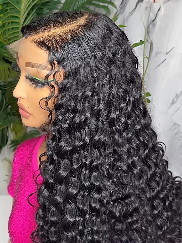 13x6 HD Loose Deep Wave Frontal Wig 300% Density 40 46 Inch 13x4 Curly Wigs Invisible Lace Melt Skin Transparent Water Wave Lace Front Human Hair Wigs Burmese Jerry Curly Human Hair Wigs For Women Preplucked