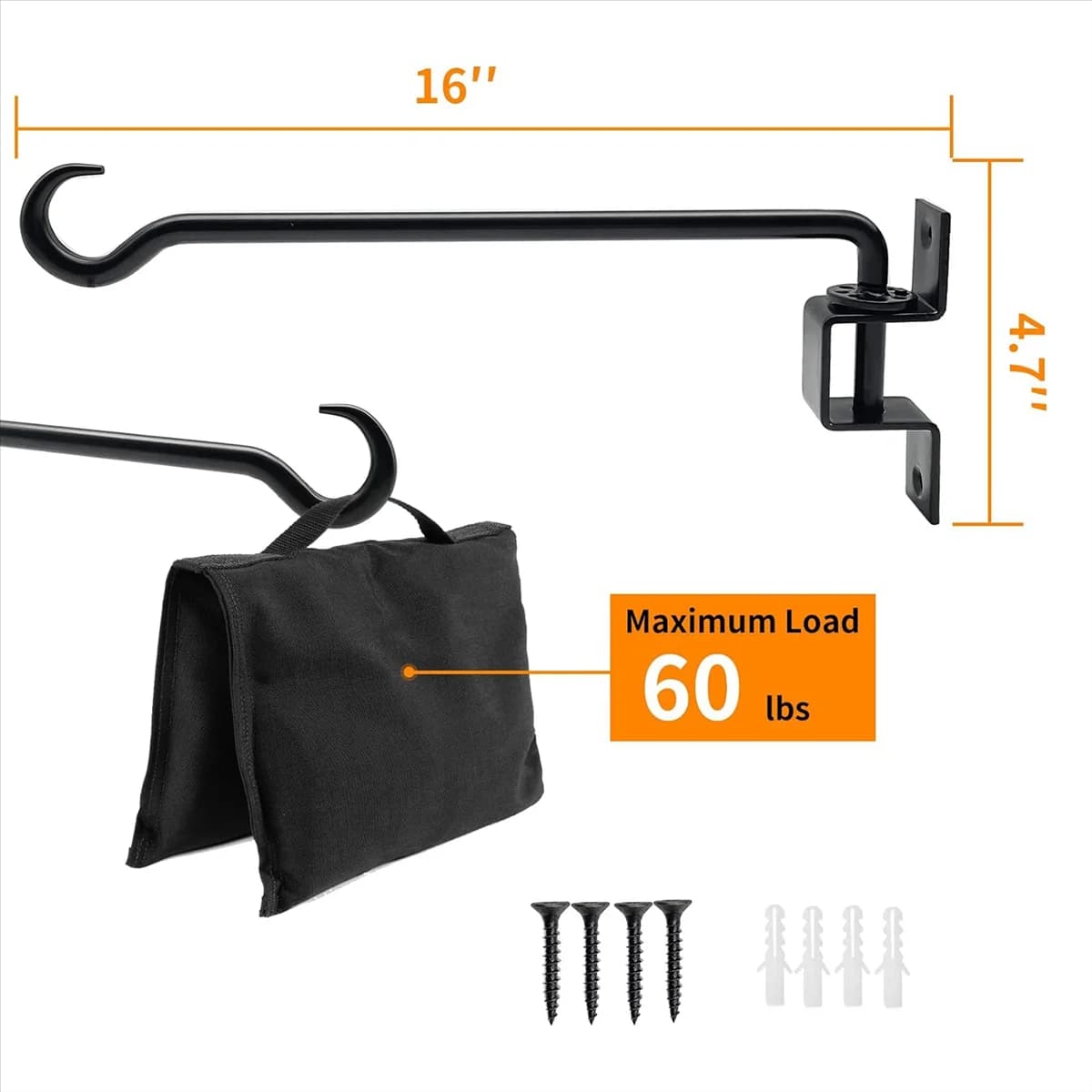 ABZD 16 inch 2 swivel hangers packages for outdoor plants resistant bracket for hook to hang plants for flower baskets manger for birds