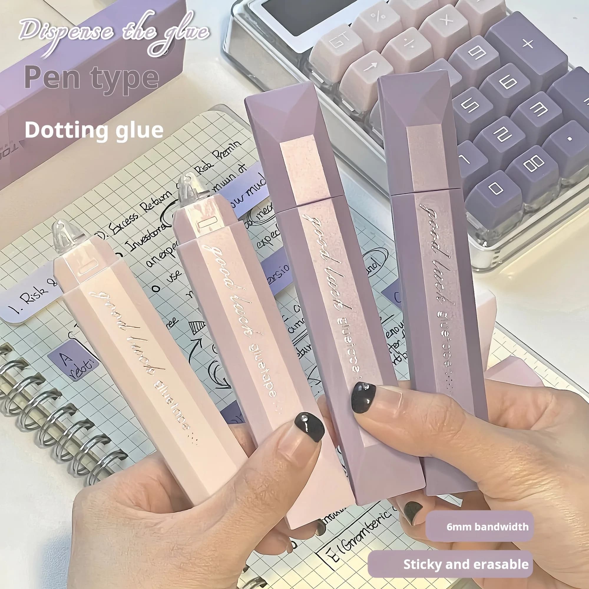 4pcs Gradient color double-sided dot adhesive, seamless tape pen, for photo albums and DIY projects, school office supplies