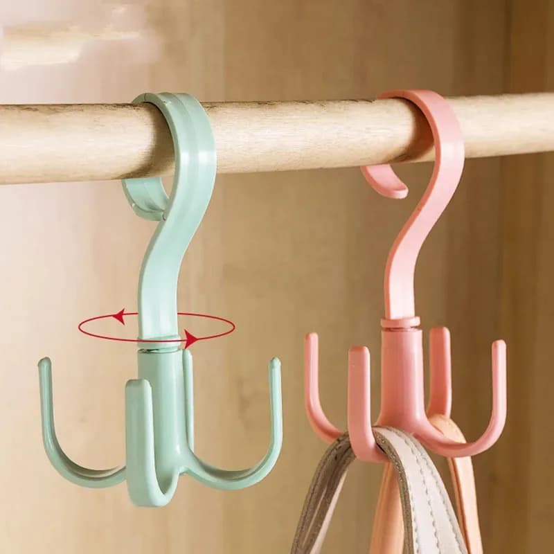 Gancio per vestiti rotante multifunzionale da 3 pezzi Gancio a quattro artigli Gancio per punzonatura gratuito Cravatta Sciarpa Sciarpa Cappotto e cappello Gancio di plastica