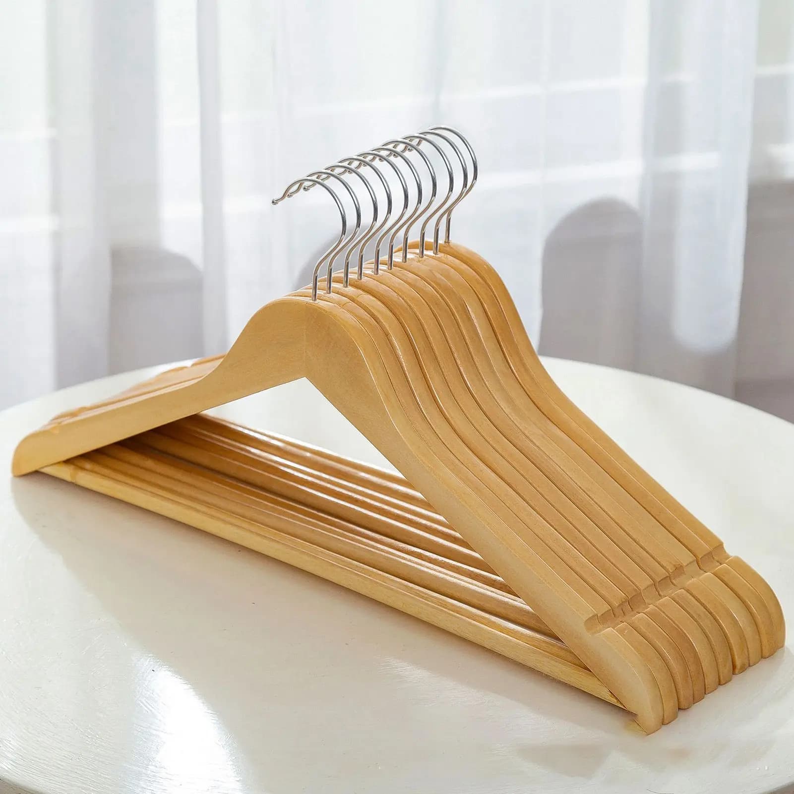Appendiabiti in Legno Antiscivolo, Girevoli a 360 Gradi, per Casa, 44,5 cm, Confezione da 10 Pezzi