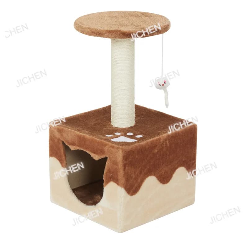 Multipurpose cat tires in hemp rope, platform for jumping and scratching of nails, cat's cot, vertical column for scratching of nails