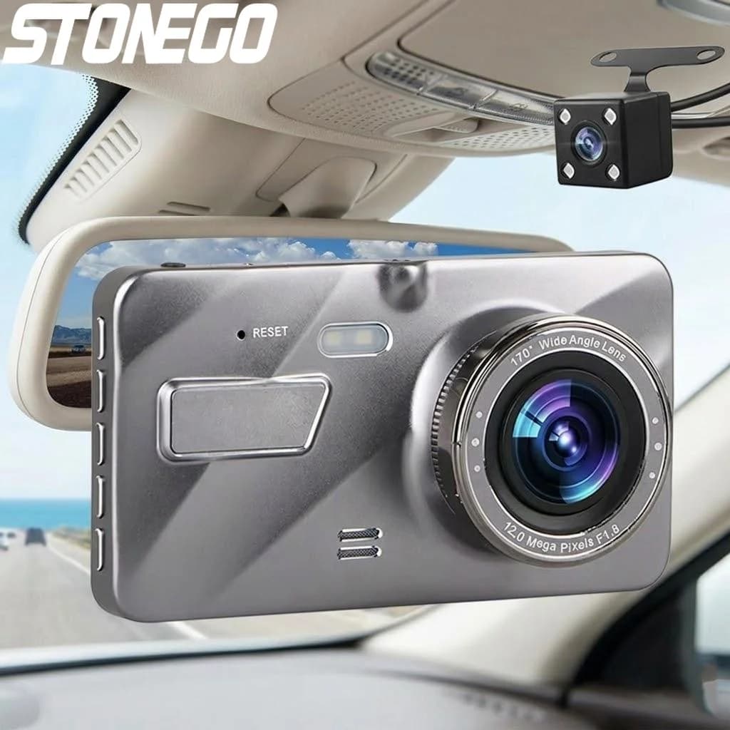 Telecamera da cruscotto doppia 1080P anteriore e posteriore con visione notturna, grandangolo 170°, sensore G, registrazione in loop, DVR per auto, monitor di parcheggio