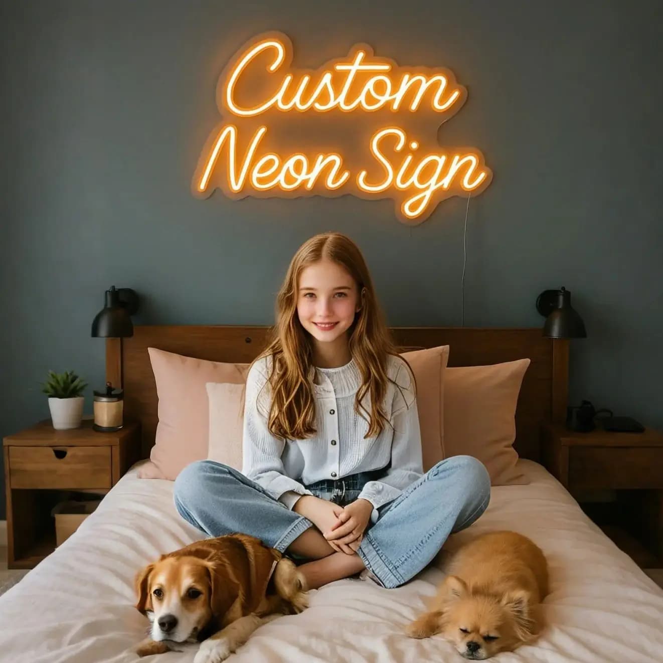 Insegna al neon personalizzata: testo personalizzato a due linee e nome personalizzato, decorazione unica per matrimoni, aziende, casa | Regalo per bambini e decorazioni per la camera da letto