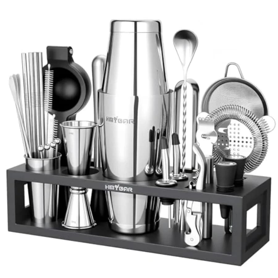 ® Bartender Kit with Bamboo Stand 31-Piece Cocktail Shaker Set 20/28 oz Boston Shaker Set for Home Bar Mixology Bar Tool Set wi