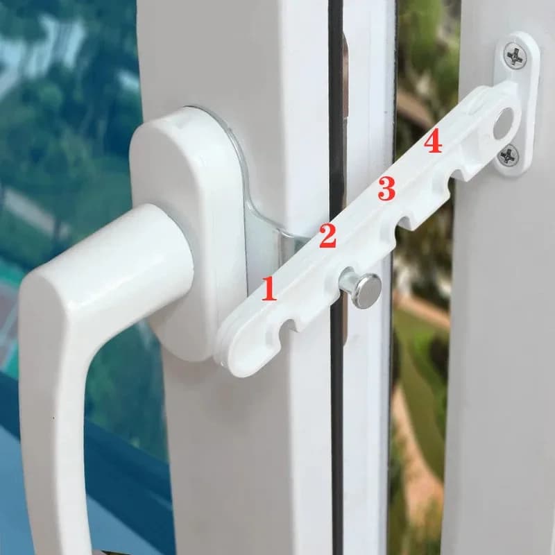Sicurezza dei bambini Sicurezza della finestra Blocco di sicurezza 4 Angoli regolabili Limitatore di apertura della finestra Fermo battente Tutore antivento Tappi di posizione