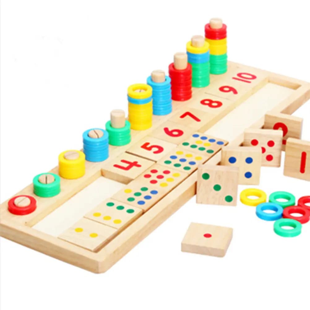 Set Educativo in Legno per Bambini: 55 Anelli e 20 Blocchi per l'Apprendimento della Matematica, Gioco di Conteggio Luminoso