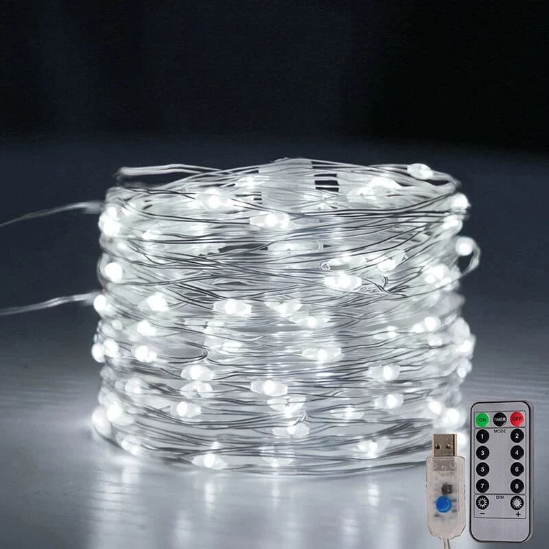 Spina USB Luci a LED Ghirlanda Telecomando Ghirlanda Luce natalizia Decorazione della stanza Accessori Festa Albero di Natale Decorazioni di Capodanno