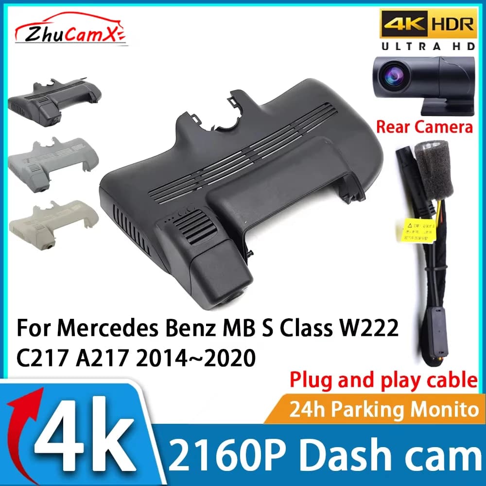 Video Recorder for Auto ZhuCamX with Night Vision UHD 4K 2160P DVR Dash Cam for Mercedes Benz MB Class S W222 C217 A217 2014~2020