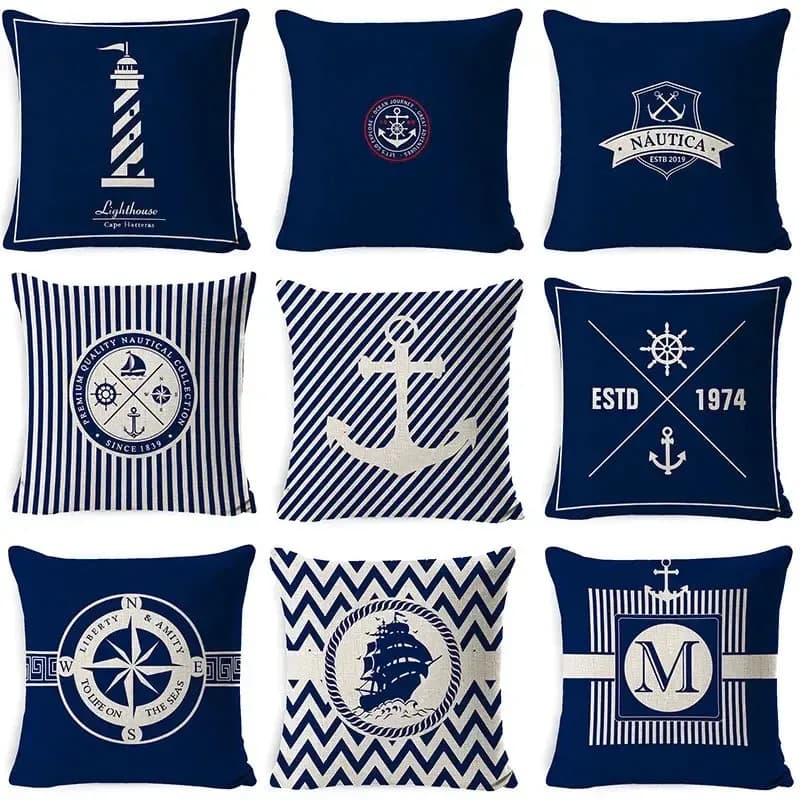 Home Decor Nautical Themed Decorative Throw Pillow Covers Pattern Cushion Cover Suitable for Sofa Bedroom Car Pillow Cover