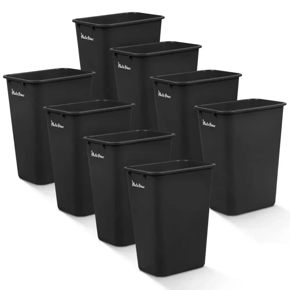 10 Gallon Black Waste Basket, 40 Qt Garbage Bin for Kitchen, Bathroom, or Office, Under Desk Cabinet Sink, High Plastic Trash Ca