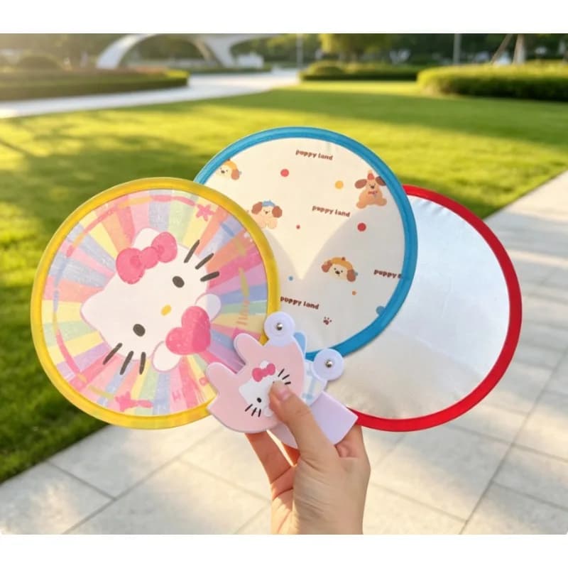 Hello Kitty Foldable Hand Fan Cute Double Sided Print Portable Pocket Fan Summer Outdoor Daily Goods Girls Accessories Gifts