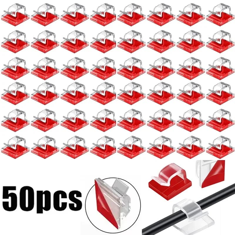 50 pz Clip per cavi autoadesive Organizzatore Linee dati di ricarica USB Supporto per cavi Avvolgitore per bobina Organizzatore per cavi per mouse auricolare