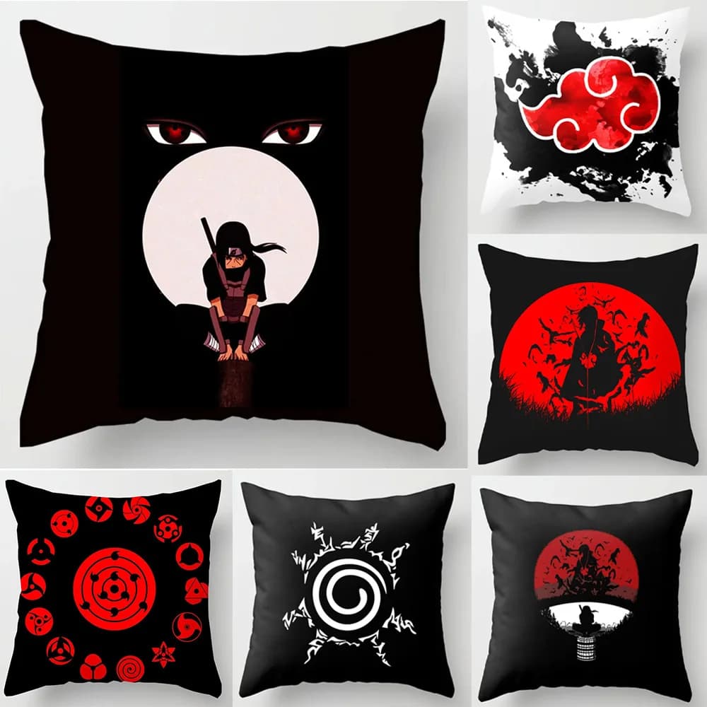 Anime Naruto Federa stampata Nuvola rossa Uchiha Itachi Action Figures Sheet for square cushions Cushion Decor Sofa Cover Toys Gift