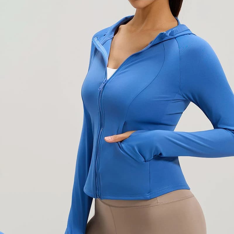Giacche con cappuccio da allenamento per palestra Donna Primavera Autunno Tasca con cerniera Felpe con cappuccio da ciclismo Donna Corsa all'aperto Abbigliamento sportivo casual Donna