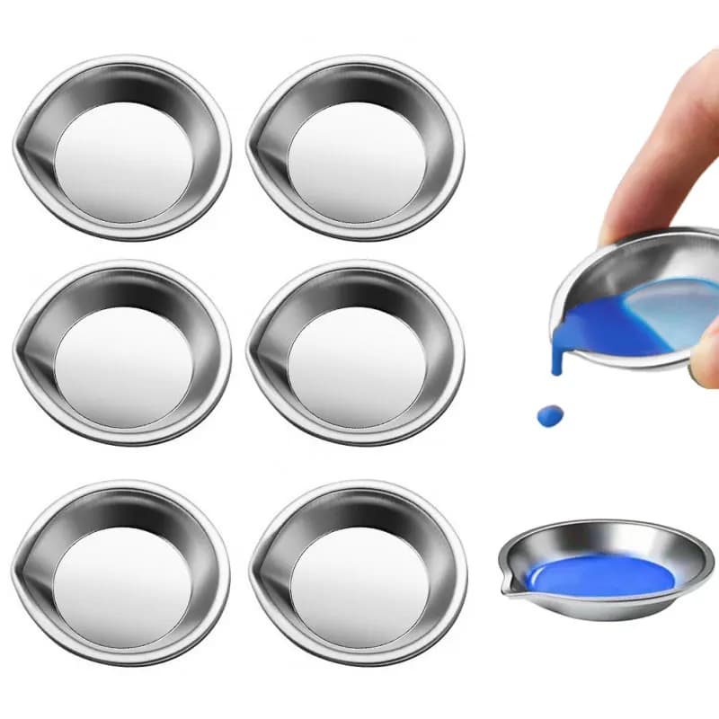 Stainless Steel Painting Palette Spouted Color Bowls Oil Paint Trays Paint Color Mixing Cups Color Mixing DIY Painting Tools