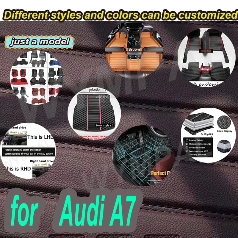 Tappetini per auto automobilistici personalizzati di LUSSO per Audi A7 2012 2013 2014 2015 2016 2017 Auto in pelle di lusso